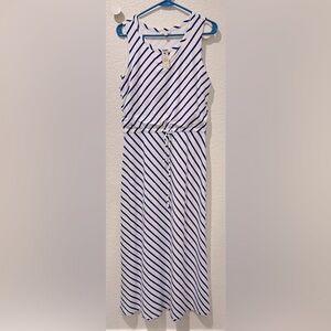 NWT Talbots Blue and White Striped Maxi Dress
